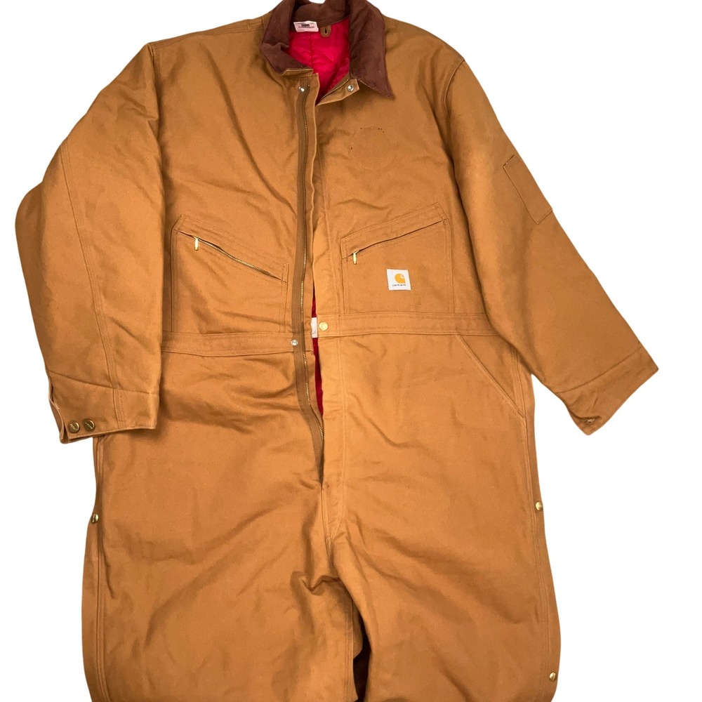 Carhartt X01 BRN Coveralls Men 54R Brown Insulated Duck Canvas Outdoor Workwear
